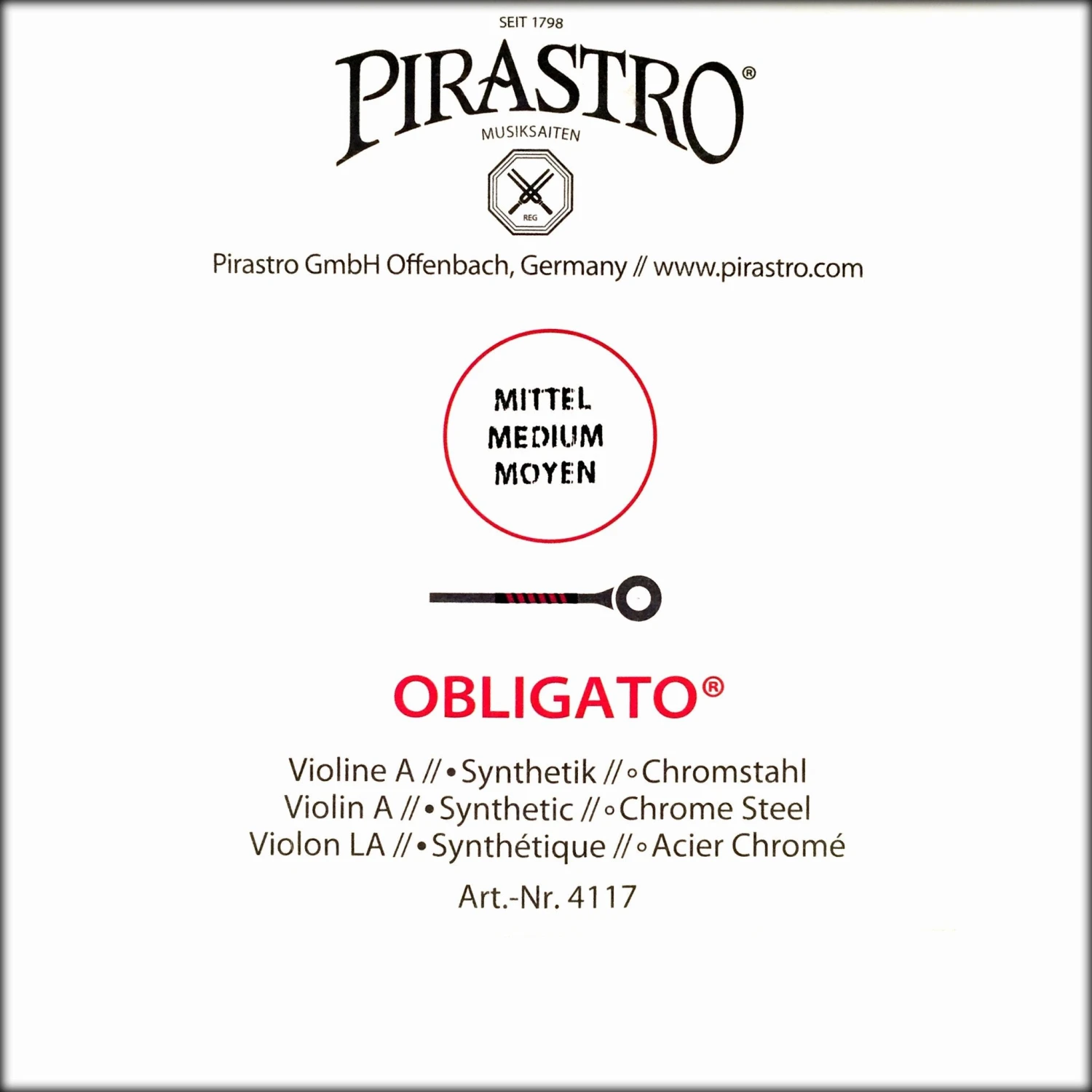 Pirastro Obligato A Violin Chromesteel Violin Strings