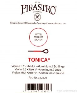 Pirastro Tonica Violin E String, Aluminum Violin Strings