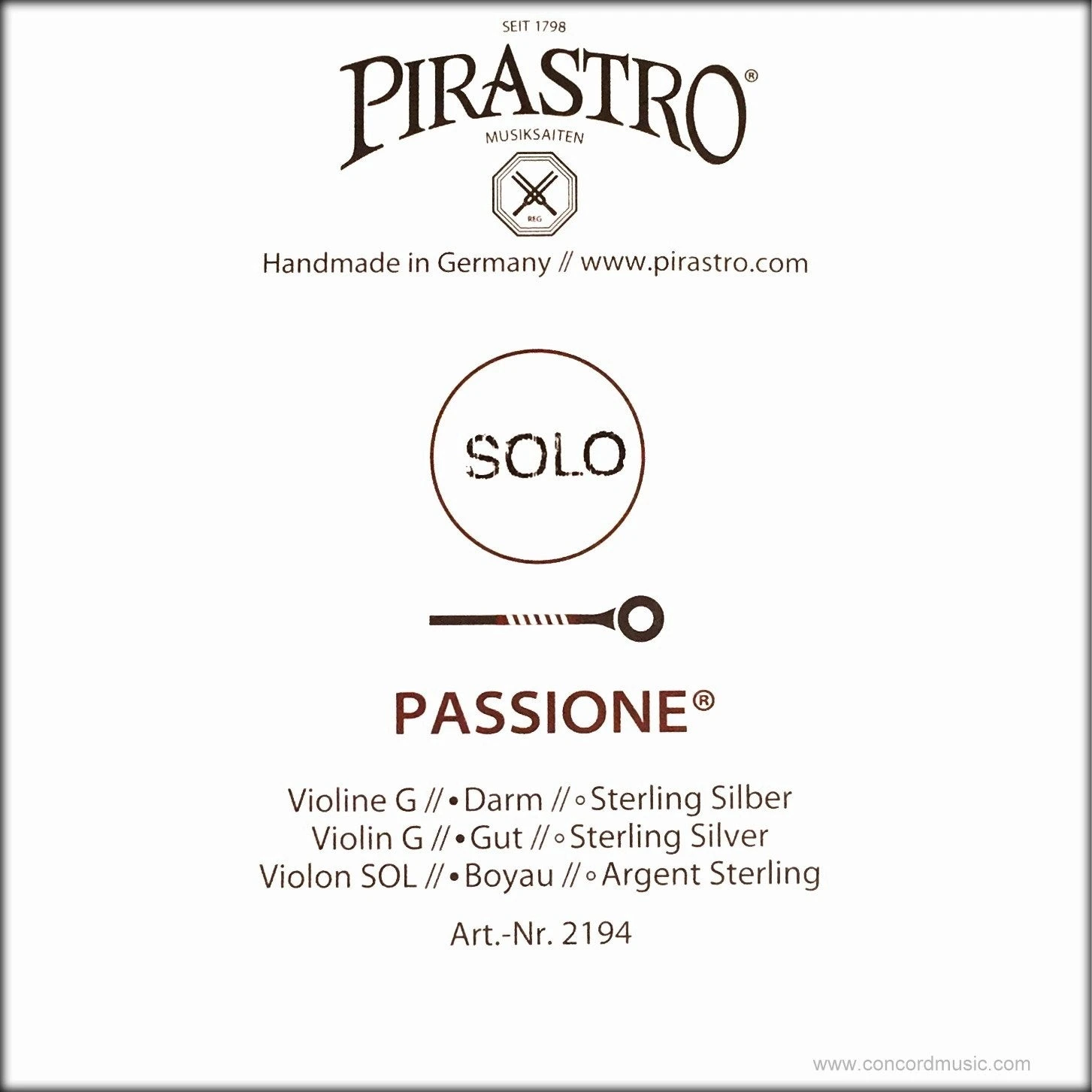 Pirastro Violin Strings Passione Solo Violin G String
